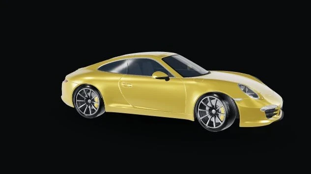 Porsche 911 Carrera 4S galben — imagine din modelul 3D